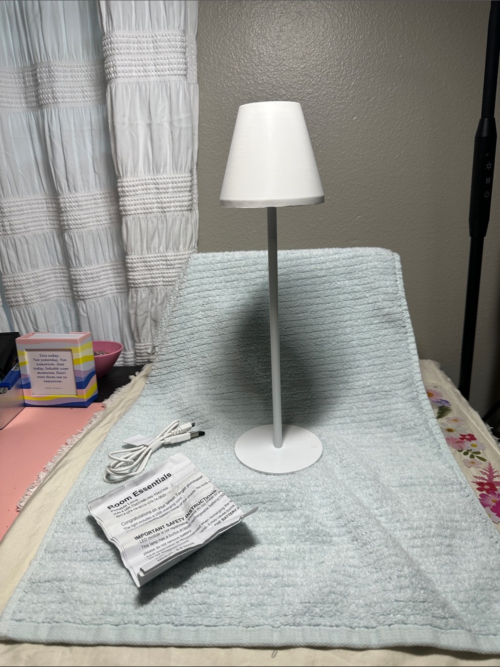 White Portable Rechargeable Lamp - Modern Matte Finish by Room Essentials. NWT